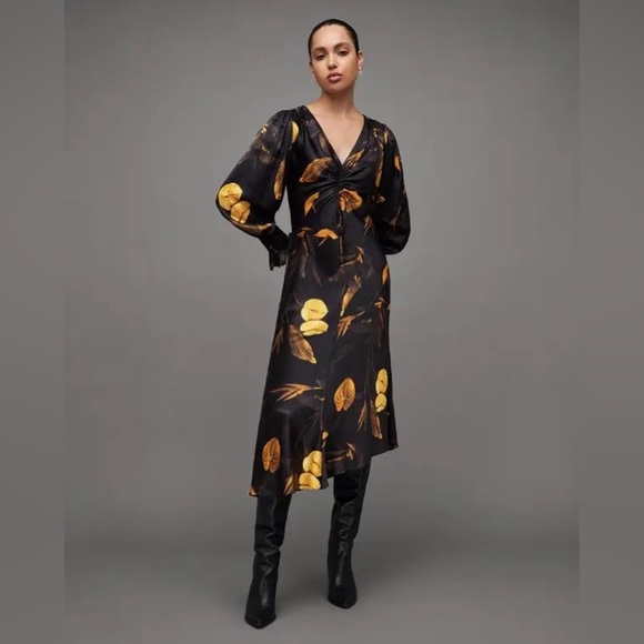 All Saints Dresses & Skirts - AllSaints Naomi Aretha Floral Midi Dress Silk Blend
